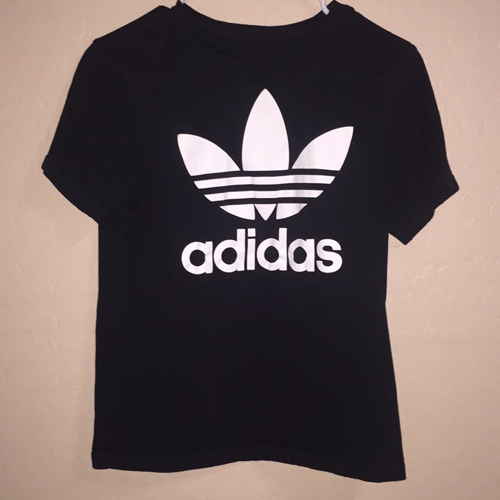Black Adidas Three Stripes Tee